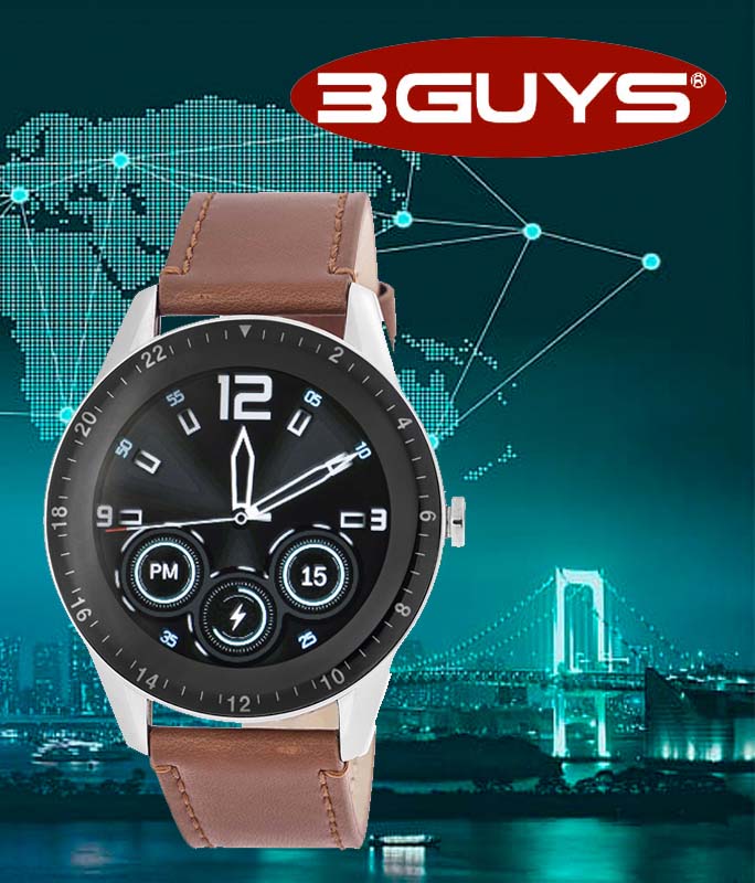 Ρολόι Χειρός 3GUYS 3GW3022 Smartwatch Brown Leather Strap 3GUYS
